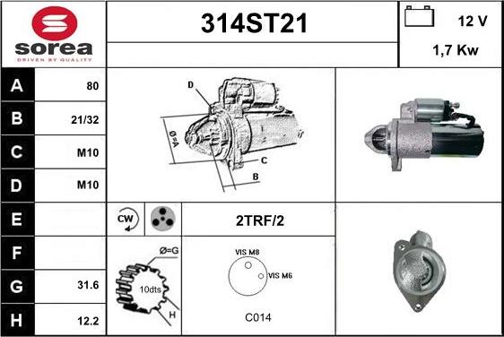 STARTCAR 314ST21 - Démarreur cwaw.fr