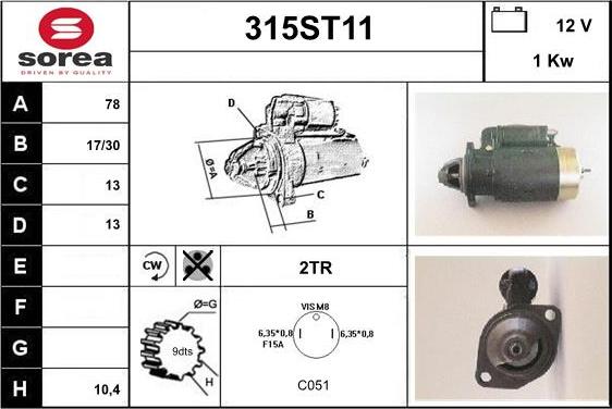 STARTCAR 315ST11 - Démarreur cwaw.fr