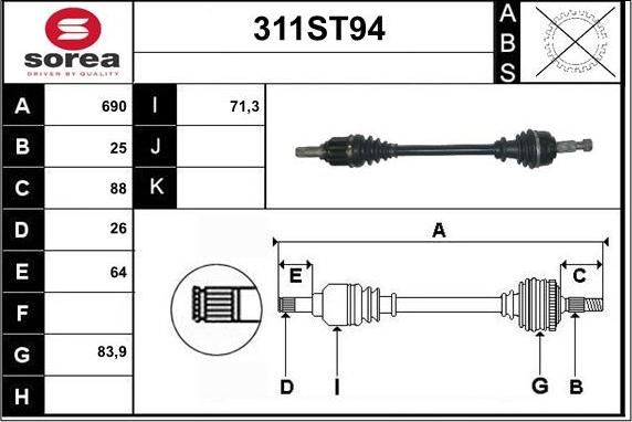 STARTCAR 311ST94 - Arbre de transmission cwaw.fr