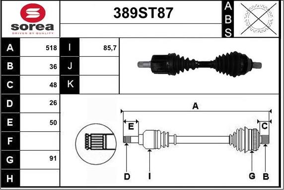 STARTCAR 389ST87 - Arbre de transmission cwaw.fr