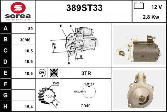 STARTCAR 389ST33 - Démarreur cwaw.fr