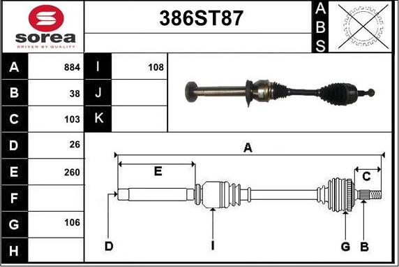 STARTCAR 386ST87 - Arbre de transmission cwaw.fr