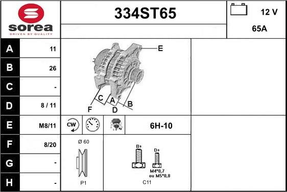 STARTCAR 334ST65 - Alternateur cwaw.fr