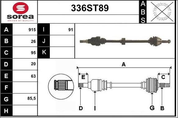 STARTCAR 336ST89 - Arbre de transmission cwaw.fr