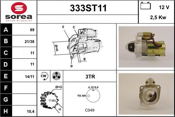 STARTCAR 333ST11 - Démarreur cwaw.fr