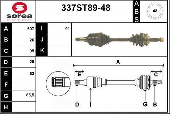 STARTCAR 337ST89-48 - Arbre de transmission cwaw.fr