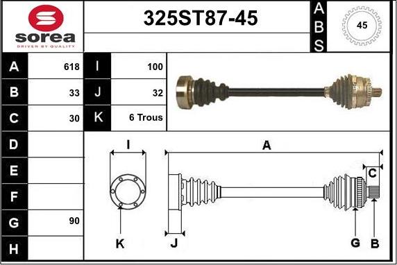 STARTCAR 325ST87-45 - Arbre de transmission cwaw.fr