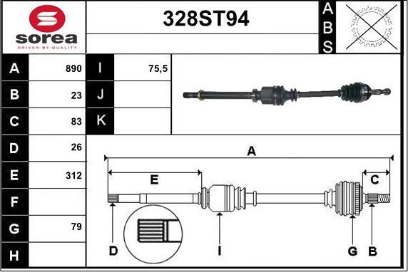 STARTCAR 328ST94 - Arbre de transmission cwaw.fr