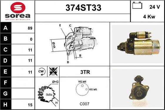 STARTCAR 374ST33 - Démarreur cwaw.fr