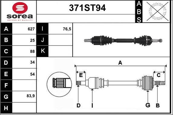 STARTCAR 371ST94 - Arbre de transmission cwaw.fr