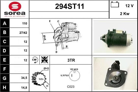 STARTCAR 294ST11 - Démarreur cwaw.fr