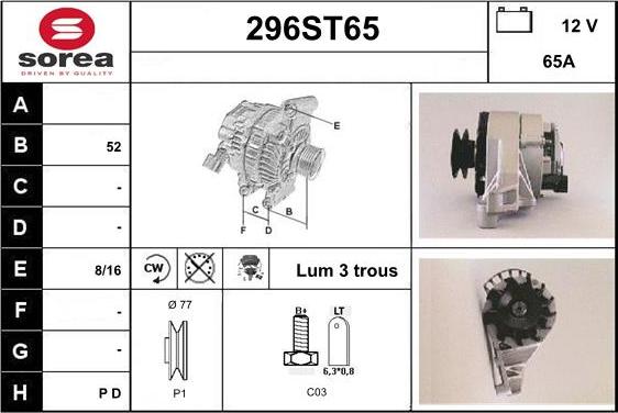 STARTCAR 296ST65 - Alternateur cwaw.fr