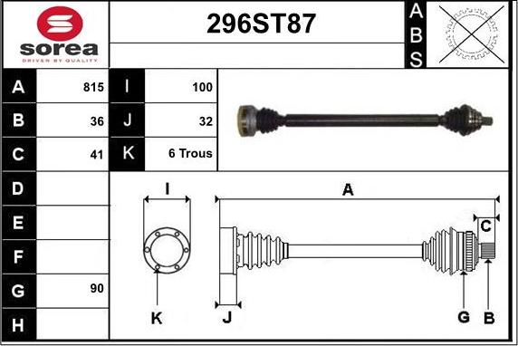 STARTCAR 296ST87 - Arbre de transmission cwaw.fr