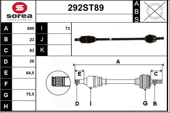 STARTCAR 292ST89 - Arbre de transmission cwaw.fr