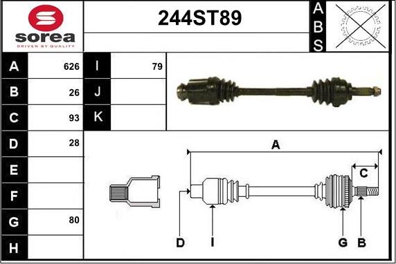 STARTCAR 244ST89 - Arbre de transmission cwaw.fr