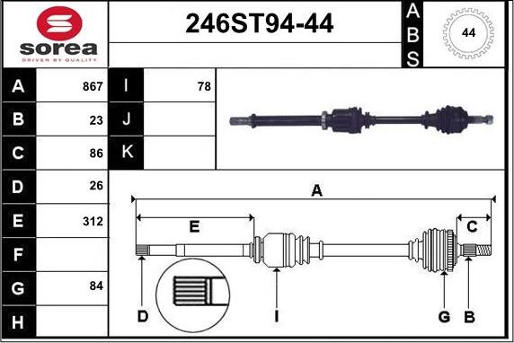 STARTCAR 246ST94-44 - Arbre de transmission cwaw.fr