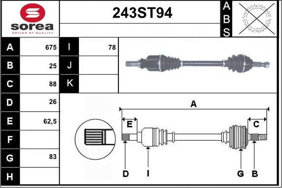 STARTCAR 243ST94 - Arbre de transmission cwaw.fr