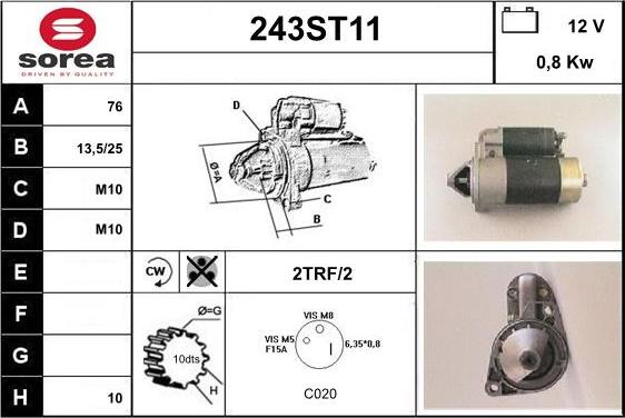 STARTCAR 243ST11 - Démarreur cwaw.fr