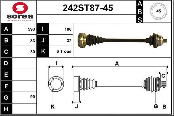 STARTCAR 242ST87-45 - Arbre de transmission cwaw.fr