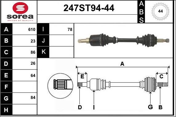 STARTCAR 247ST94-44 - Arbre de transmission cwaw.fr