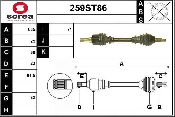 STARTCAR 259ST86 - Arbre de transmission cwaw.fr