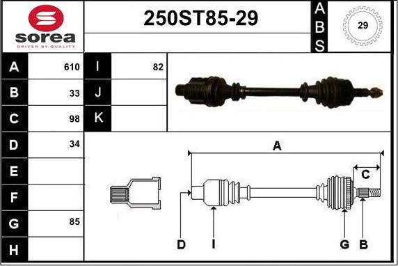 STARTCAR 250ST85-29 - Arbre de transmission cwaw.fr