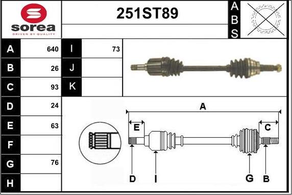 STARTCAR 251ST89 - Arbre de transmission cwaw.fr