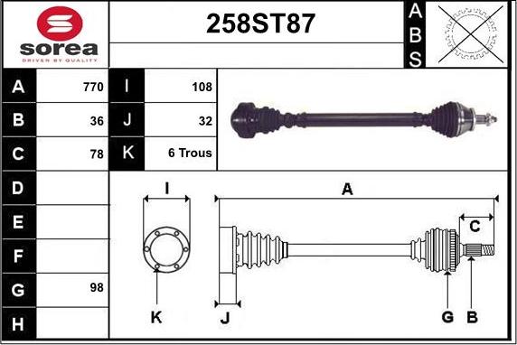 STARTCAR 258ST87 - Arbre de transmission cwaw.fr