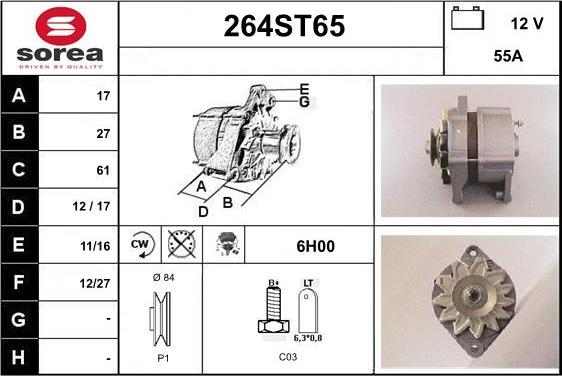 STARTCAR 264ST65 - Alternateur cwaw.fr