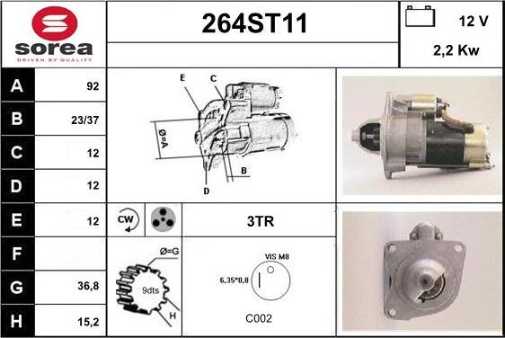 STARTCAR 264ST11 - Démarreur cwaw.fr