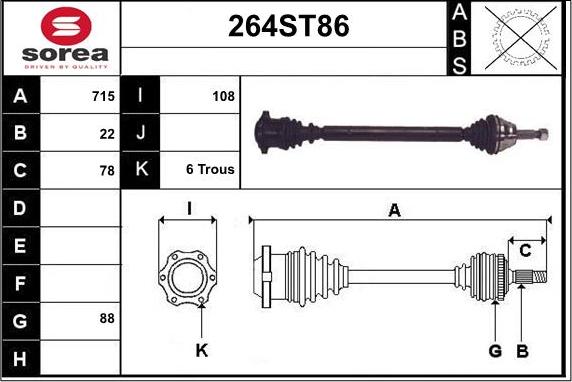 STARTCAR 264ST86 - Arbre de transmission cwaw.fr