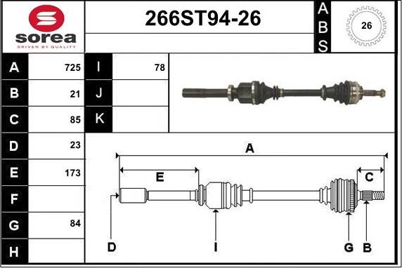 STARTCAR 266ST94-26 - Arbre de transmission cwaw.fr