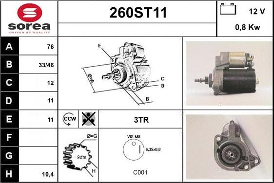 STARTCAR 260ST11 - Démarreur cwaw.fr