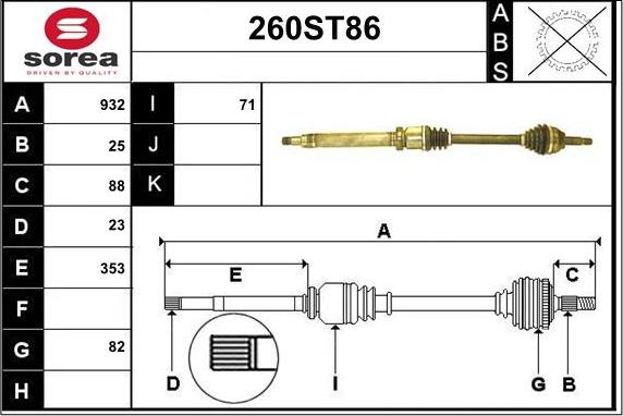 STARTCAR 260ST86 - Arbre de transmission cwaw.fr