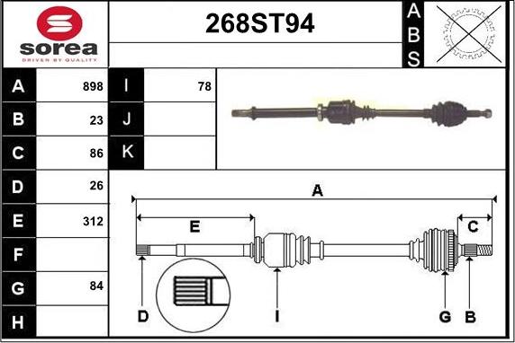 STARTCAR 268ST94 - Arbre de transmission cwaw.fr