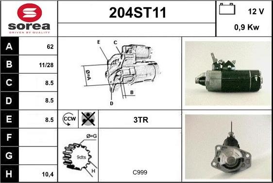 STARTCAR 204ST11 - Démarreur cwaw.fr