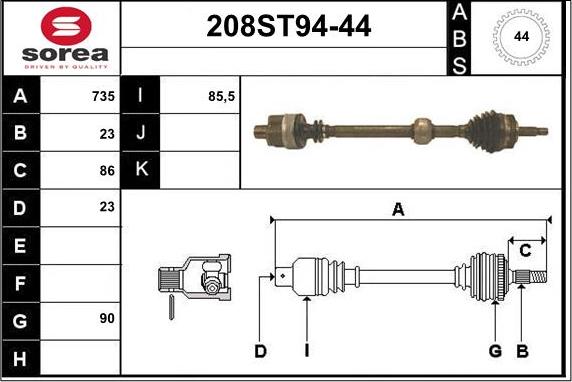 STARTCAR 208ST94-44 - Arbre de transmission cwaw.fr