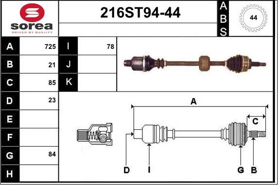 STARTCAR 216ST94-44 - Arbre de transmission cwaw.fr