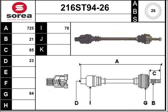 STARTCAR 216ST94-26 - Arbre de transmission cwaw.fr