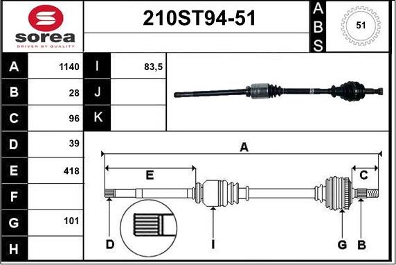 STARTCAR 210ST94-51 - Arbre de transmission cwaw.fr