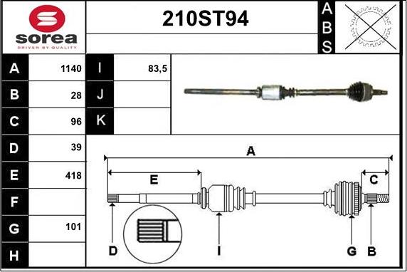 STARTCAR 210ST94 - Arbre de transmission cwaw.fr