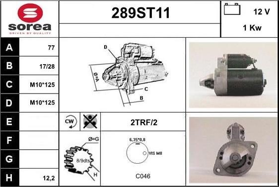 STARTCAR 289ST11 - Démarreur cwaw.fr