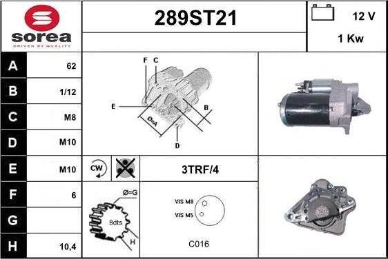 STARTCAR 289ST21 - Démarreur cwaw.fr