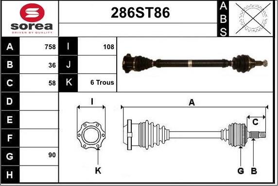 STARTCAR 286ST86 - Arbre de transmission cwaw.fr