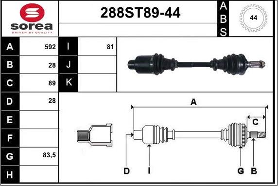 STARTCAR 288ST89-44 - Arbre de transmission cwaw.fr