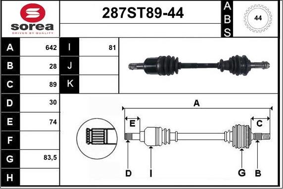 STARTCAR 287ST89-44 - Arbre de transmission cwaw.fr