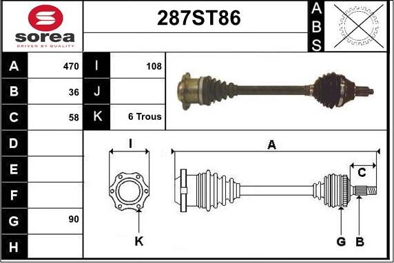 STARTCAR 287ST86 - Arbre de transmission cwaw.fr