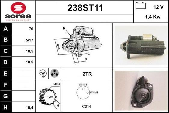 STARTCAR 238ST11 - Démarreur cwaw.fr