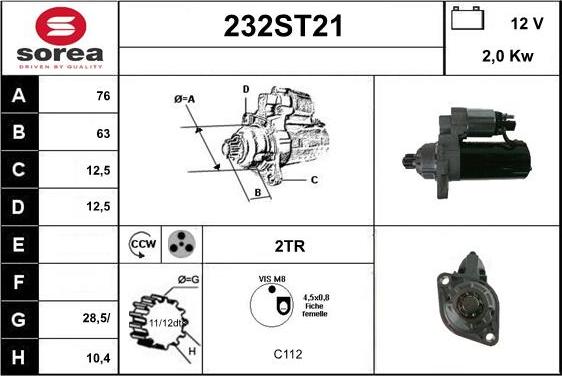 STARTCAR 232ST21 - Démarreur cwaw.fr