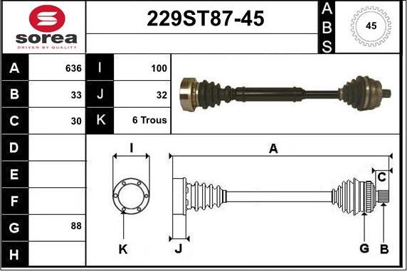 STARTCAR 229ST87-45 - Arbre de transmission cwaw.fr